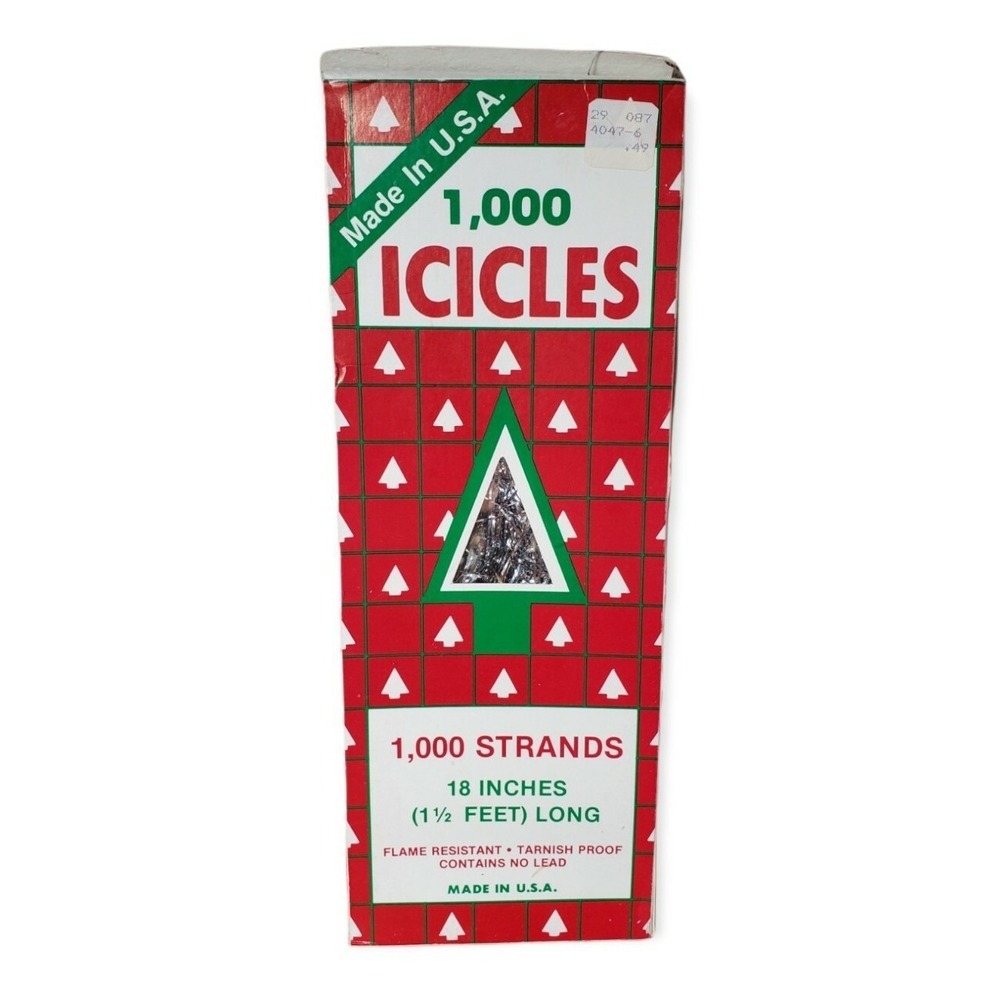 Vtg Christmas Tree Icicles Tinsel 1000 Strands Box Silver USA Rauch Industries